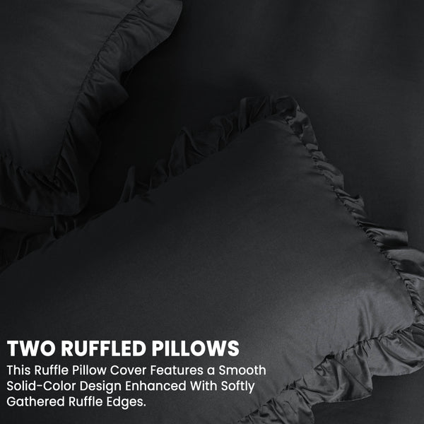3-Piece Ruffle Frilled Duvet Cover Set – Soft, Comfortable Bedding with Pillowcases, Button Closure, Elegant Layered Design