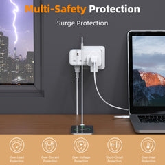 baykul Multifunctional UK Plug Socket with 2 Standard UK Sockets, 2 Schuko Sockets, 3 USB Ports, Max 3250W, Surge Protection, Fire-Resistant Material, Compact and Lightweight for Home/Office/Travel Use ideal for Christmas travel