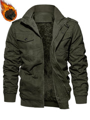 Men's autumn and winter outerwear jacket with warm and thick velvet, windproof and warm, casual multi pocket jacket for winter