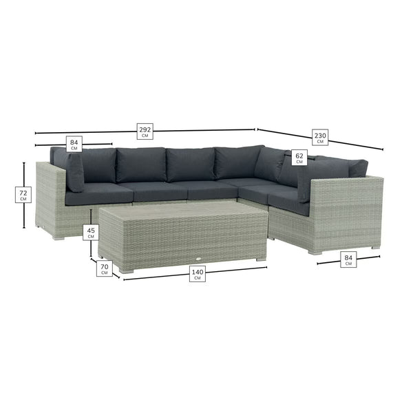 Bramblecrest Kingscote Rattan Deep Seating Corner Sofa Patio Set in Cloud Grey