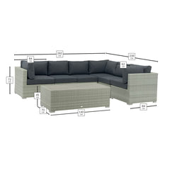 Bramblecrest Kingscote Rattan Deep Seating Corner Sofa Patio Set in Cloud Grey