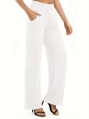Tooluck Ladies' casual elastic waist straight trousers