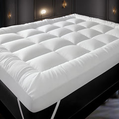 Hotel Quality 10cm Extra Thick Mattress Topper with Deep Fitted Elastic Corners – Luxury Mattress Topper for All Seasons and All Sizes Available: Single, Double, Small Double, King, and Super King