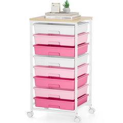KINGRACK Heavy-Duty Rolling Storage Cart with 8 Drawers & Tabletop - Stackable Mobile Organizer Trolley, Suitable for Home, Office, Bedroom, Classroom, Space-Saving with Assembly, Tabletop Shelf for Small Spaces, Storage Drawer Units