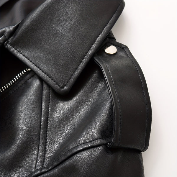 2025 Short Faux Leather Jacket Spring And Autumn American Retro Temperament Motorcycle Jacket Top Coat Women'S Clothing