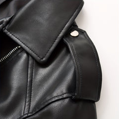 2025 Short Faux Leather Jacket Spring And Autumn American Retro Temperament Motorcycle Jacket Top Coat Women'S Clothing