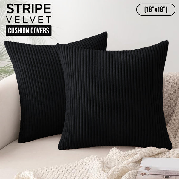 1pc Stripe Velvet Cushion Cover – Soft Luxury Cushion Case, Modern Textured Design, Machine Washable for Sofa & Bedroom Decor, Ideal Gift
