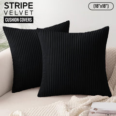 1pc Stripe Velvet Cushion Cover – Soft Luxury Cushion Case, Modern Textured Design, Machine Washable for Sofa & Bedroom Decor, Ideal Gift