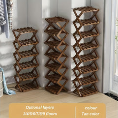 1pc Free Installation Retractable Shoe Rack, Foldable 3-9 Layer Shoe Rack, Small Narrow Doorway Home, Multi-layer Simple Shoe Cabinet