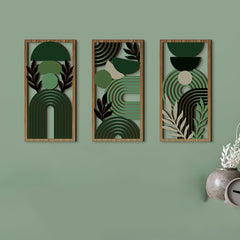 Set of Three Hollow Wooden Wall Decorations, Perfect for a Rustic Style Bedroom Or Living Room