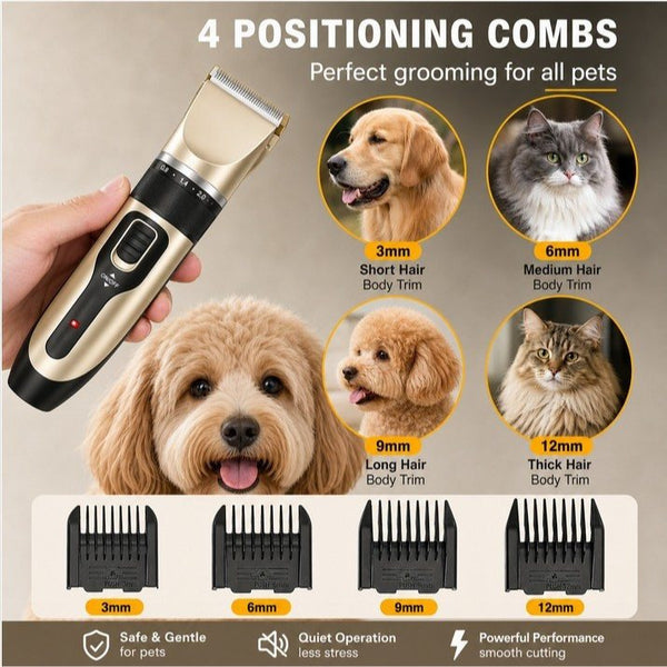 5 Speed Low Noise Dog Hair Clippers Cordless Rechargeable Pet Grooming Kit