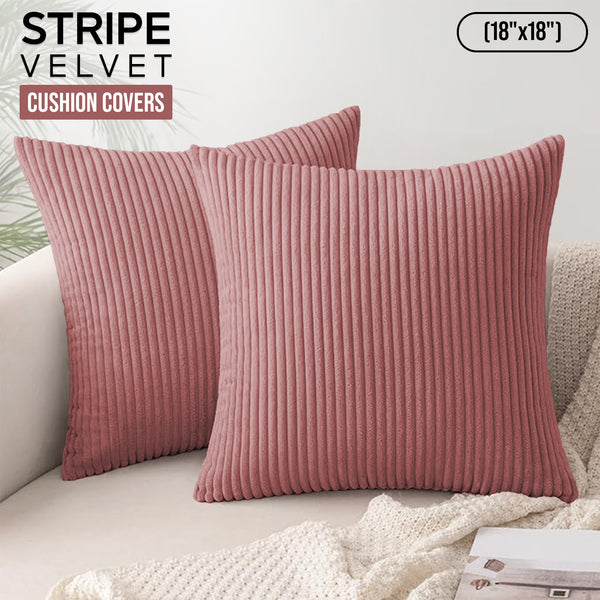 1pc Stripe Velvet Cushion Cover – Soft Luxury Cushion Case, Modern Textured Design, Machine Washable for Sofa & Bedroom Decor, Ideal Gift