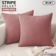 1pc Stripe Velvet Cushion Cover – Soft Luxury Cushion Case, Modern Textured Design, Machine Washable for Sofa & Bedroom Decor, Ideal Gift