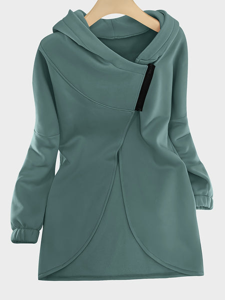 Women'S Hooded Jacket - Long Sleeve Coat with Front Zipper Closure, Lightweight Outerwear for Everyday & Formal Outfits - Spring/Fall Transitional Layering Piece, Spring Fall Clothing, Casual Style, Durable Fabric, Office Wear