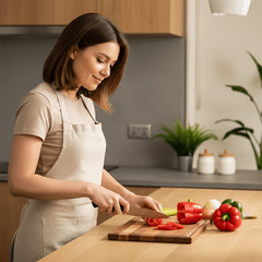 Acacia Wood Chopping Board Set of Four (Three Chopping Boards And One Stand); Thick, Solid Acacia Wood Chopping Boards, Suitable for Use in The Kitchen; Wooden Chopping Boards in Various Sizes; Wooden Chopping Boards for Kitchen Use