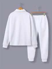 Men'S Fashionable Versatile Lapel Genuine Pocket Outwear Long Sleeve Jacket And Drawstring Solid Color Pocket Pants 2pcs Set