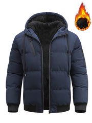 Winter Plush Jacket Thick Warm Jacket Hooded Jacket Casual Outdoor Jacket Solid Color Zipper with Plush Thickening