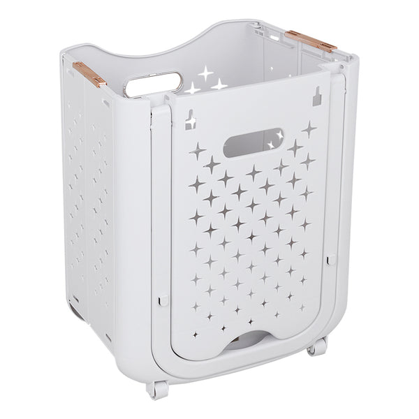 Three-Tier Laundry Basket with Wheels and Handle, Collapsible and Foldable Plastic Clothes Storage Bin, Portable Bathroom Storage Rack, Multifunctional Kitchen Organizer Basket. Compact Design, Sturdy and Durable. Dimensions: 39cm W x 29cm D x 115cm H.