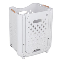 Three-Tier Laundry Basket with Wheels and Handle, Collapsible and Foldable Plastic Clothes Storage Bin, Portable Bathroom Storage Rack, Multifunctional Kitchen Organizer Basket. Compact Design, Sturdy and Durable. Dimensions: 39cm W x 29cm D x 115cm H.
