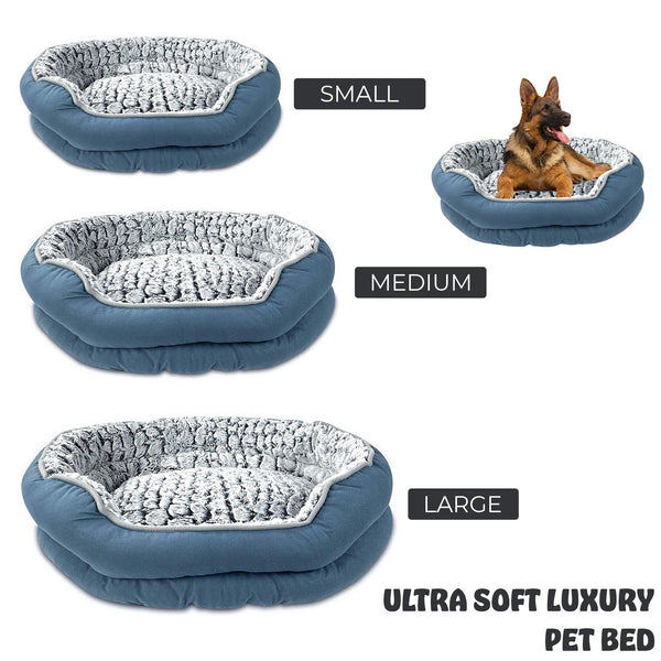 Plush Comfort Dog Bed Mat with Non-Slip Bottom, Multiple Sizes - Polyester Fiber Fill, Rectangle Shape for Small to Large Breeds, Machine Washable Pet Bed with Soft Edging