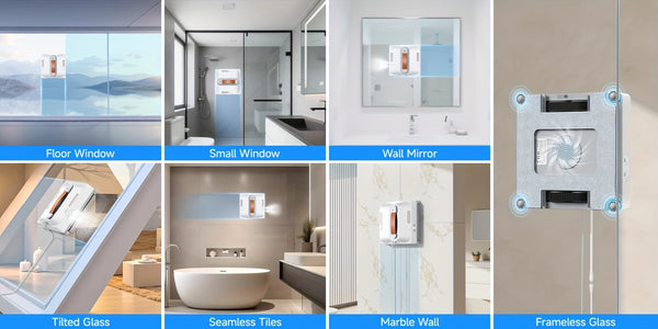 2025 Intelligent Electronic Window Cleaning Robot, Featuring 7.5Kpa Strong Suction, Smart Route Planning, an 8-Layer Safety Protection System, Edge Cleaning Capabilities, Washable Rags, Double-Sided Nozzles, And Water Volume Display