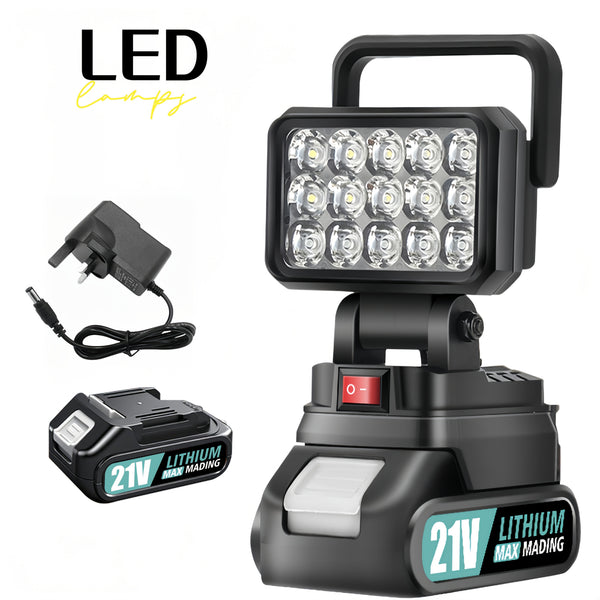 21V Portable LED Work Light, Outdoor Flashlight, Spotlight, Work Light, On-site Lighting, Workplace Lighting, with One Battery, Outdoor Construction Site Lighting, Christmas Gift,