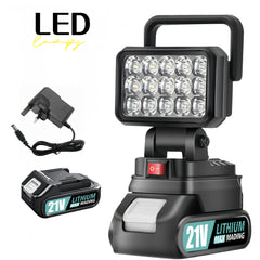 21V Portable LED Work Light, Outdoor Flashlight, Spotlight, Work Light, On-site Lighting, Workplace Lighting, with One Battery, Outdoor Construction Site Lighting, Christmas Gift,