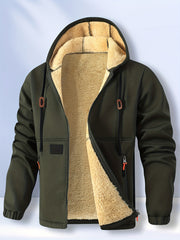 Men'S Cardigan Hooded Fleece Thickened Sweatshirt, Fashionable Fleece Warm Hoodie, Comfortable Loose Drawstring Hooded Sweatshirt, Autumn And Winter Men'S Clothing, Men'S Casual Hooded Sweatshirt with Zipper Pockets, Suitable for Winter And Autumn