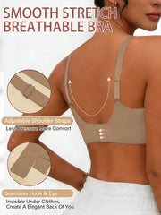 Full-Coverage Push-Up Bra - High Wire-Free Lift, Non-Detachable Padding, Soft T-Shirt Compatible Strap, Casual And Formal Elegant Lingerie, Hand Washable (No Underwire, One-Piece Design)