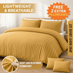 3pcs Lightweight Stripe Duvet Cover Set – Soft Breathable Microfiber Bedding Set, Cool Fresh Spring Summer Design, Easy Care, Includes 2 Free Pillowcases, All seasons use