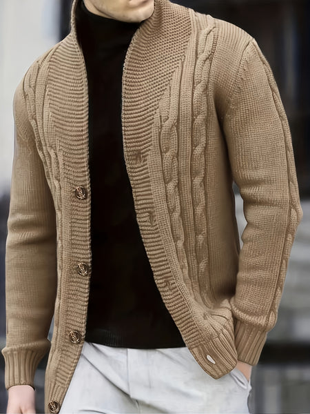 Temujin OBM Men's Fashion New Twist Solid Color Knit Long Sleeve Pullover Sweater