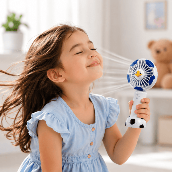Portable Football Design Handheld Fan, USB Rechargeable Mini Fan with 3 Speed Settings, Compact Personal Cooling Fan for Home Office Travel Outdoor Use