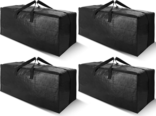Cosy Family 4 Pack Heavy Duty Extra Large Moving Bags with Backpack Straps - Strong Handles & Zippers, Storage Totes for Space Saving, Fold Flat, Alternative to Moving Box (X-Large-Set of 4, Blue)