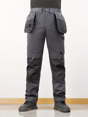Men's Elastic Cargo Pants with Multiple Pockets, All-Season Style, 1pc