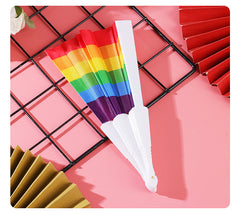 Rainbow Folding Fan, Plastic Fan, Bone Dance Fan, Photography Prop, Craft Gift Fan, Fabric Fan