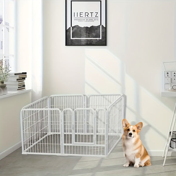 6-Panel Heavy Duty Metal Dog Puppy Playpen - Foldable & Detachable Pet Pen with Assembly, /Outdoor Exercise Fence Suitable for Dogs, Cats, Rabbits - Portable & Sturdy Play Pen