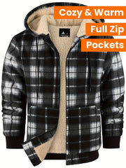 Men'S Heavyweight Fleece Hoodies Jacket - Full Zip Up Thick Sherpa Lined Flannel Plaid Shirt Jacket