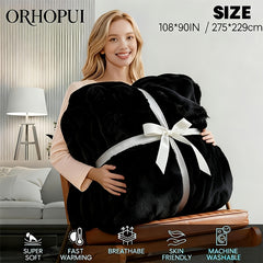 Luxury King Size Faux Fur Blanket, Double Sided Bubble Plush Throw, Machine Washable & Anti-Shedding, Oversized Warm Bedspread for Bed Sofa, Perfect Valentine's Day Gift for Couples - All-Season Faux Fur Throw Blanket - 274.32x228.6 cm - Printed Grey