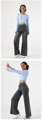 ' High Waisted Wide Jeans - Stretchy Pants with Multiple Pockets, -Washed - Casual Trousers for Jeanswear & Layering (Wide-Waisted Fit)