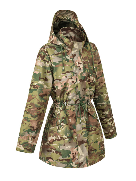 Drawstring Waist Hooded Zip Up Coat, Casual Long Sleeve Coat for Fall & Winter, Women's Clothing