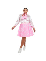 Adult 50s Pink Satin Jacket | Retro Lightweight Women’s Pink Bomber Coat | Classic Vintage Style Jacket for Everyday Wear