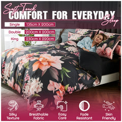 Floral Printed Duvet Cover Set | Soft Microfiber Bedding Lightweight Breathable Fabric with Wrinkle Resistant | Fade Resistant Finish Colour Safe Design Easy Care Quick Dry Construction | Available in Multiple Sizes with Matching Pillow Cases | Local Ware