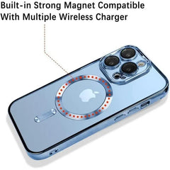 Magnetic Phone Casefor iPhone 14, 14 plus, 14 Pro, 14 Pro Max Titanium Metallic Color Luxury Phone Case Support Wireless Charging with Lens Protector Shockproof Clear Cover