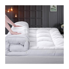 Luxury Mattress Topper Extra Thick 4-Inches / 10cm Deep | Fitted Bed MattressesToppers with Soft Fiber | Single Double King Super King Small Double Sizes Bedding Size