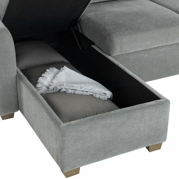 Coddle Cameron Fabric Sofa Bed with Reversible Chaise, Grey