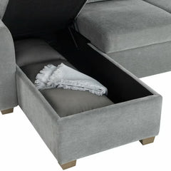 Coddle Cameron Fabric Sofa Bed with Reversible Chaise, Grey