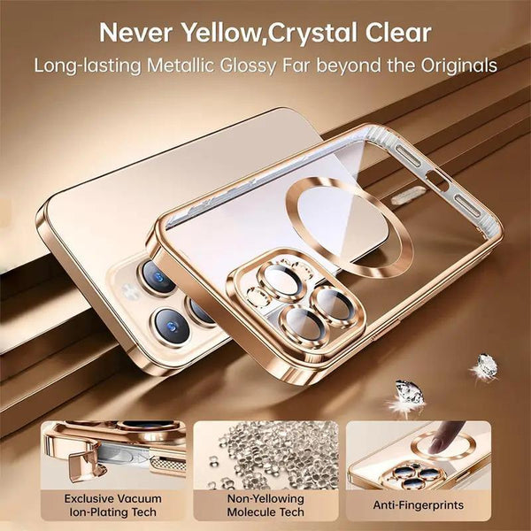 Magnetic Phone Casefor iPhone 12, 12 Pro, 12 Pro Max Titanium Metallic Color Luxury Phone Case Support Wireless Charging with Lens Protector Shockproof Clear Cover