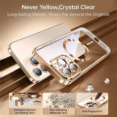 Magnetic Phone Casefor iPhone 14, 14 plus, 14 Pro, 14 Pro Max Titanium Metallic Color Luxury Phone Case Support Wireless Charging with Lens Protector Shockproof Clear Cover