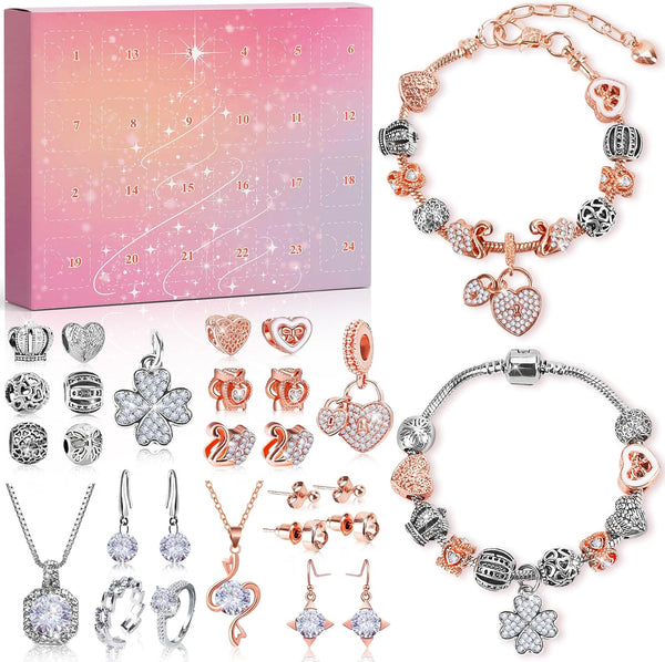 Girls Advent Calendar 2025 Women Jewellery: Ladies Charm Bracelet Advent Calendar 2025 Women Stocking Fillers for Teenage Girls Xmas Gifts Teen Girl