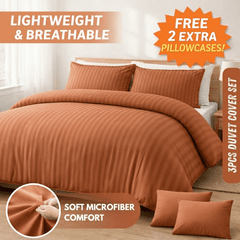 3pcs Lightweight Stripe Duvet Cover Set – Soft Breathable Microfiber Bedding Set, Cool Fresh Spring Summer Design, Easy Care, Includes 2 Free Pillowcases, All seasons use